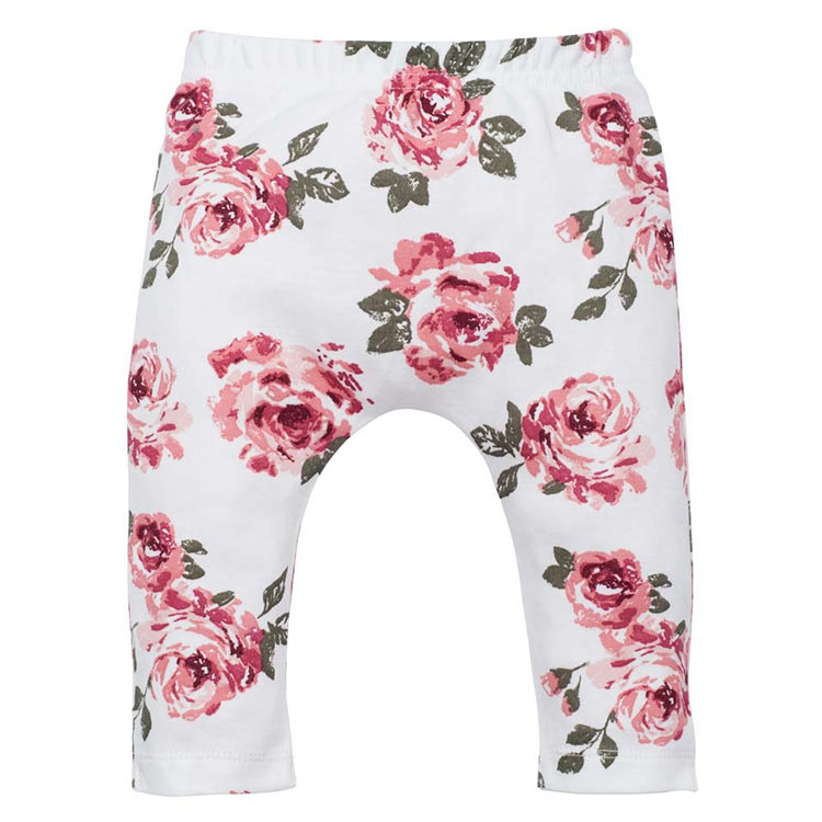 Vita leggings med blommigt mönster och resår i midjan från kollektionen Roses.