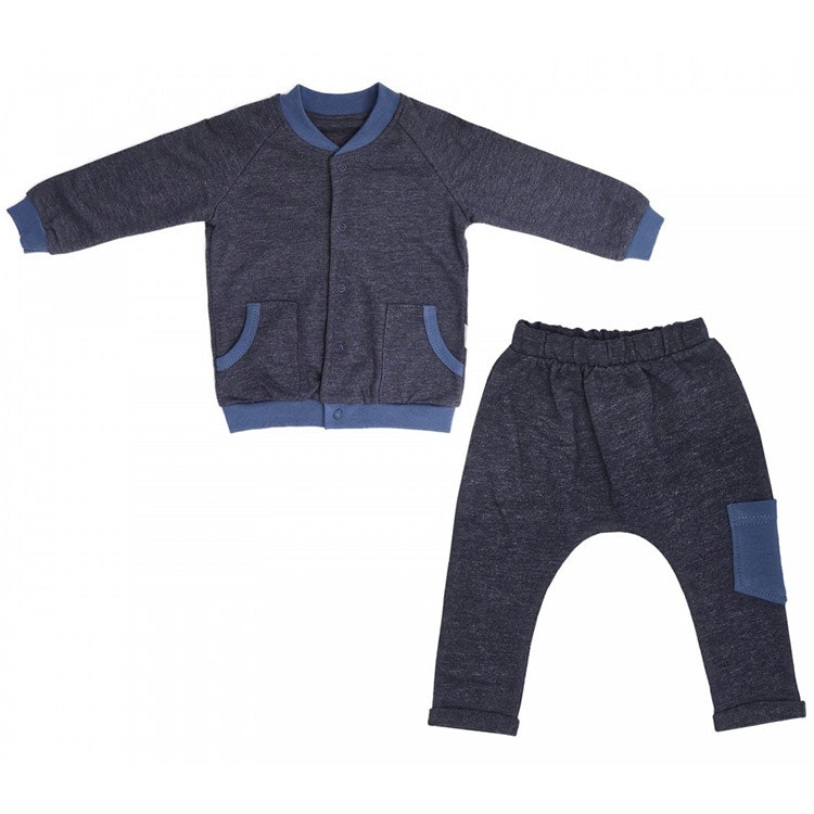 Set - mörkgrå tröja med fickor och byxa med ficka på sidan från kollektionen Play