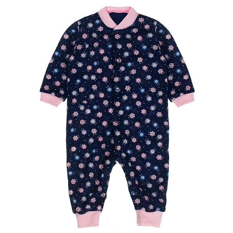 Marinblå långärmad jumpsuit med blommor från kollektionen Daisy