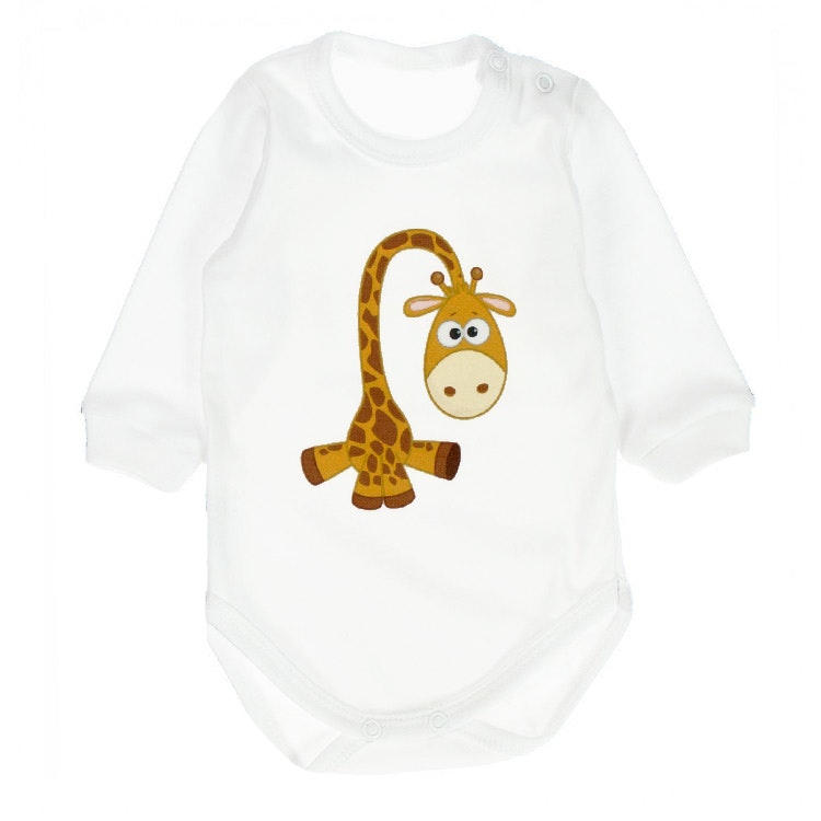 Långärmad body med söt giraff från kollektionen Sweet Animals