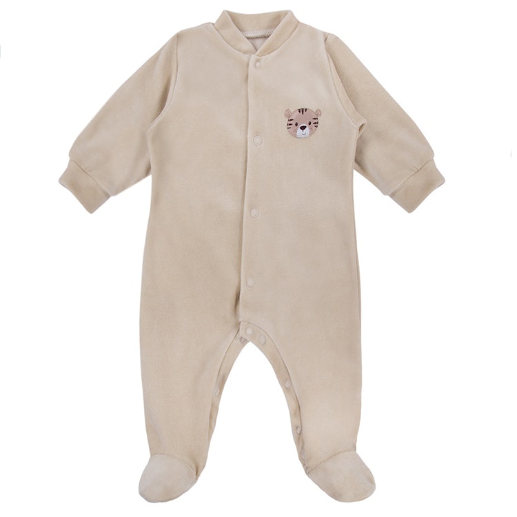 Beige velour sparkdräkt med motiv - Baby Love