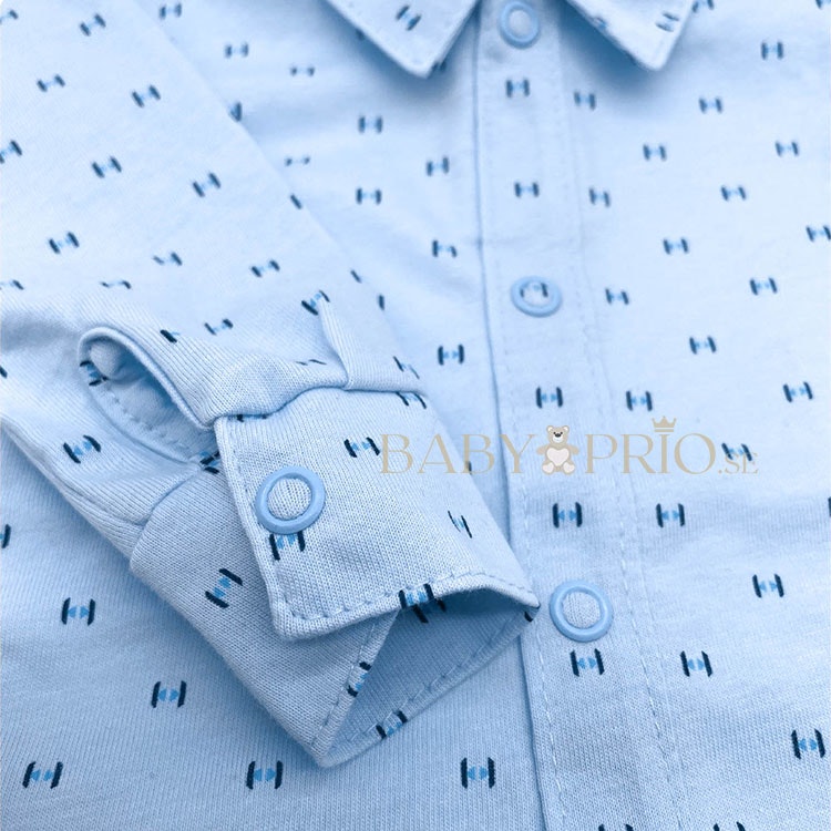 Ärsmlut på ljusblå body bomullsskjorta med mönster - Ellegance