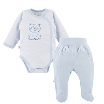 Set - Blå byxa med öron & body med söt nalle - Big Bear