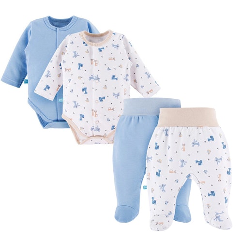 Premiumset - 4 delar - Bodies & Byxor - Cute blue