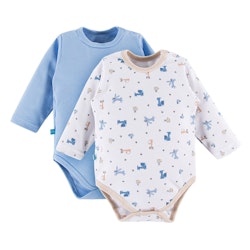 2-pack Bodys med helknäppning - Cute Blue