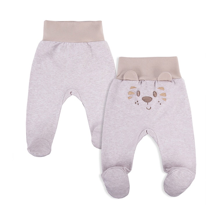 Beige premiumbyxa med öron - broderad nalle - Baby Love