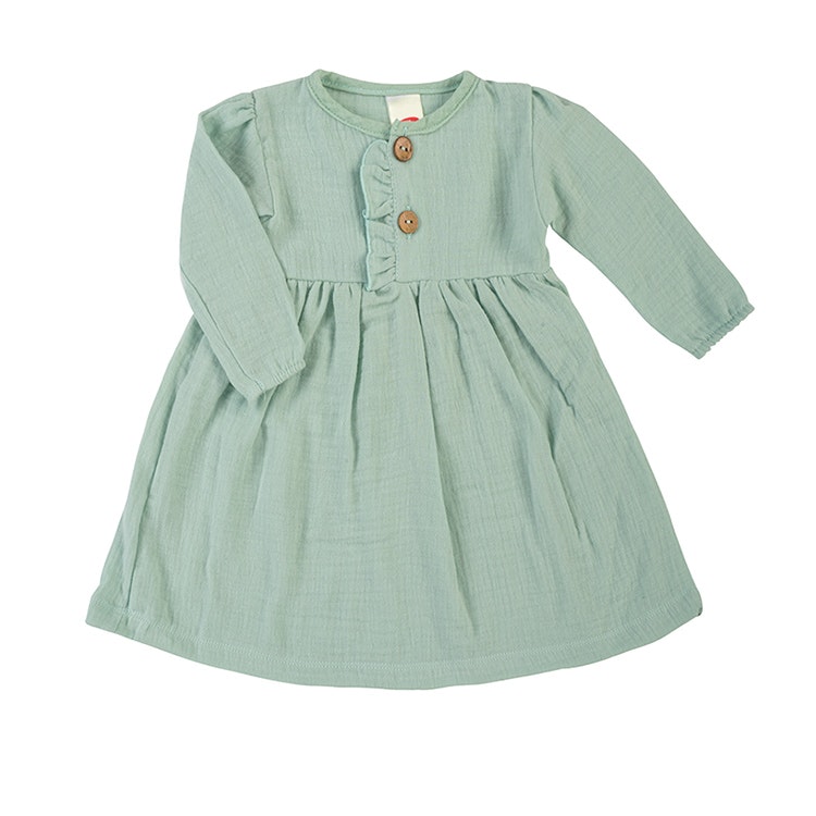 Muslin klänning - Grön - Baby Natural | BabyPrio