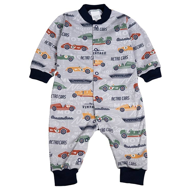 Långärmad jumpsuit med bilar - Retro Cars