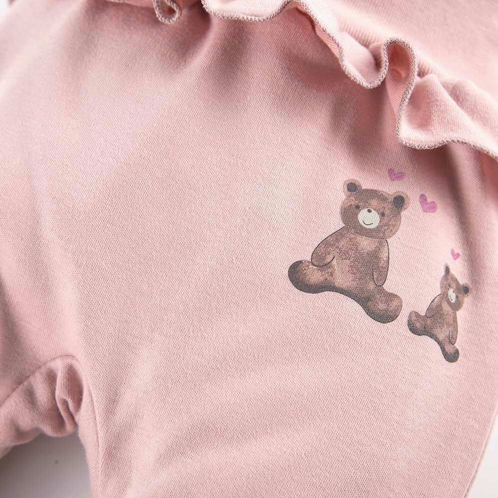 Mönster av Rosa med volang och söta nallar