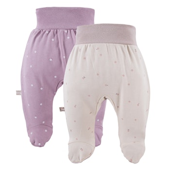 2-pack byxor med blommigt mönster Beige och Lila