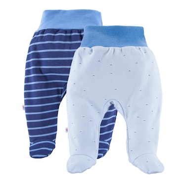 2-pack byxor med hela fötter - Ljusblå och mörkblå