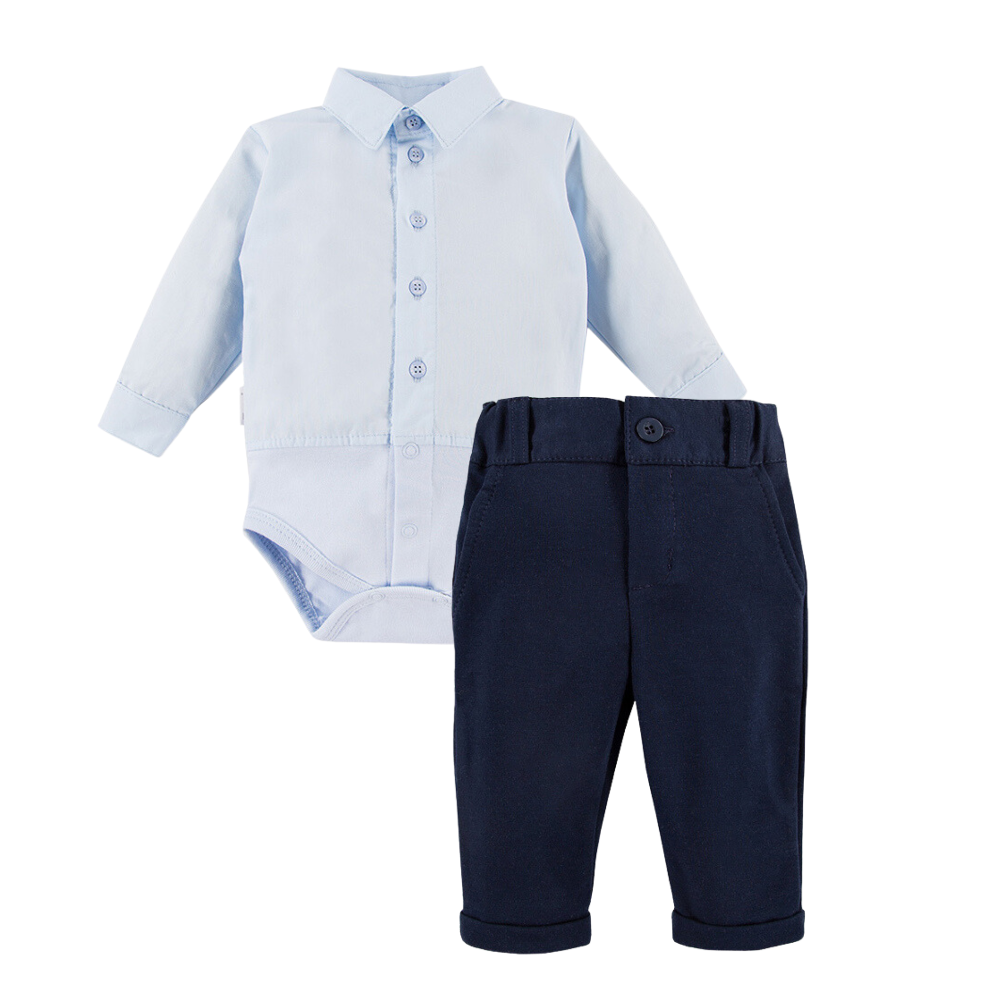 Skjortset - Ljusblå babyskjorta och marinblå byxa - Ceremony