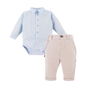 Skjortset - Ljusblå babyskjorta och beige byxa - Ceremony