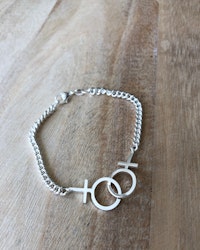 Sisterhood - handtillverkat silverarmband med kvinnosymboler