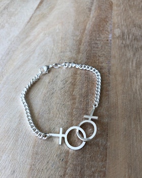 Sisterhood - handtillverkat silverarmband med kvinnosymboler