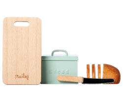 Maileg Set Brödbox och Skärbräda med Kniv och Bröd
