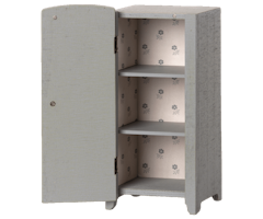 Maileg Skåp Stort Grått med Blom Mönster - Miniature Grey/Mint Stor Garderob Grå