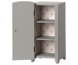 Maileg Skåp Stort Grått med Blom Mönster - Miniature Grey/Mint Stor Garderob Grå