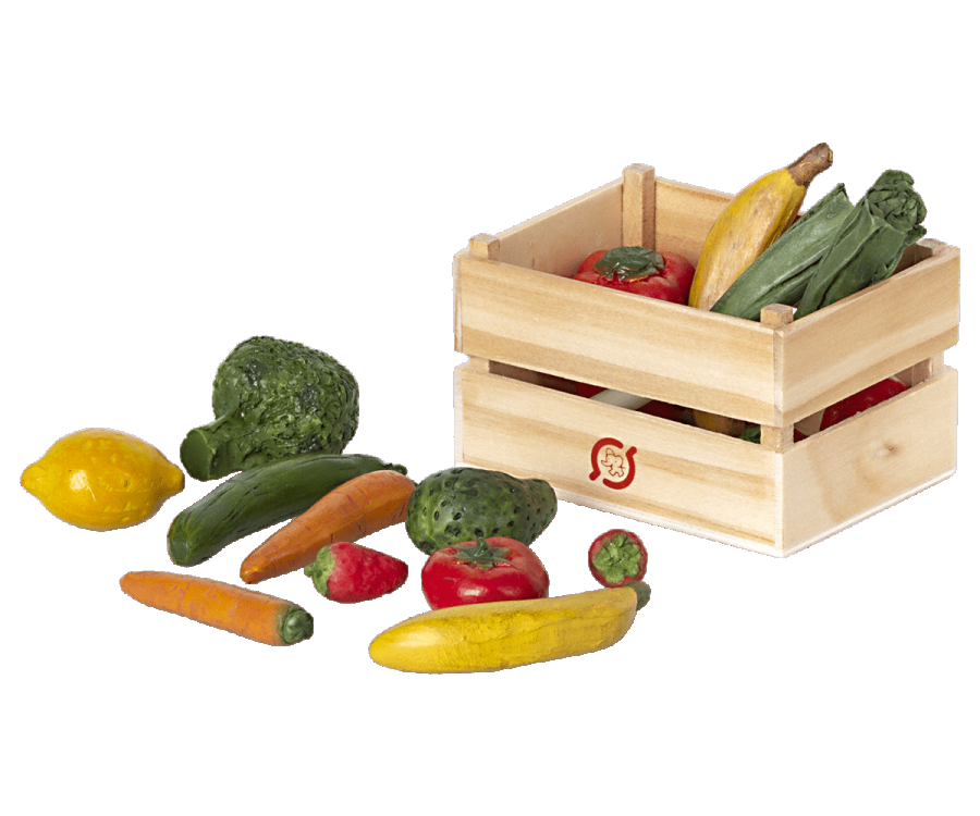 Maileg Låda med Grönsaker - Trälåda Frukt Matvaror