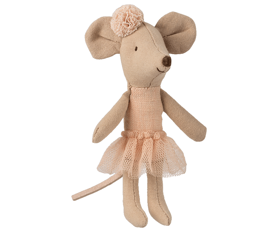 Maileg Ballerina Lillasyster Mus med Ballerinakjol och Hårband - Ljusrosa Rosa
