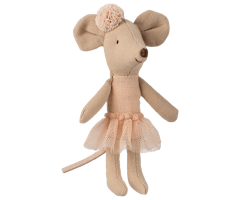 Maileg Ballerina Lillasyster Mus med Ballerinakjol och Hårband - Ljusrosa Rosa