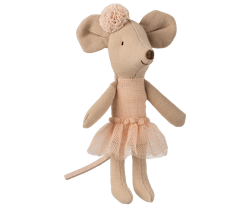 Maileg Ballerina Lillasyster Mus med Ballerinakjol och Hårband - Ljusrosa Rosa