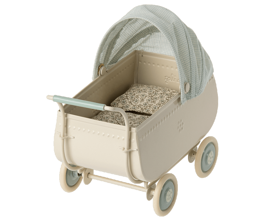 Maileg Vintage Barnvagn till Kaniner Blå -Pram Micro Blue