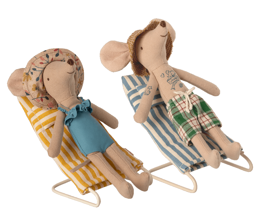 Maileg Randig Solstol till Mus 2-pack - Dockhus Strand Uteplats
