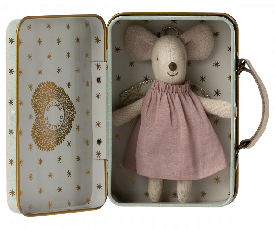 Maileg Skyddsängel Ängel Mus i Resväska - Angel Mouse Little Sister