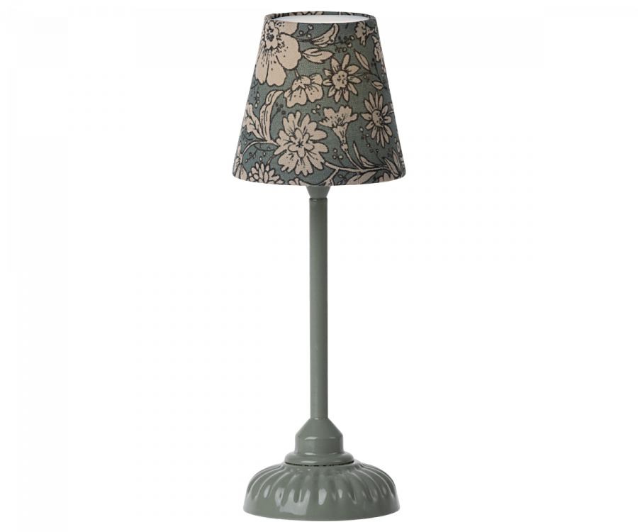 Maileg Vintage Golvlampa Liten Blommig Mint Grön Blå