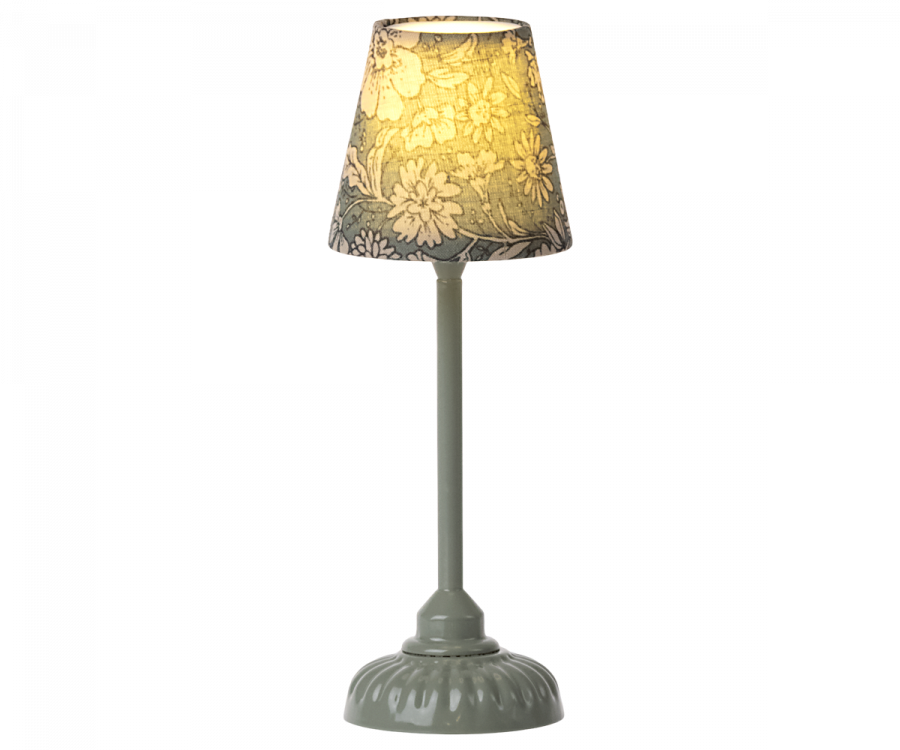 Maileg Vintage Golvlampa Liten Blommig Mint Grön Blå