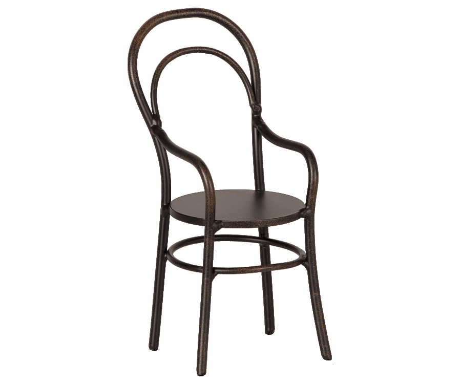 Maileg Stol i Svart Metall med Armstöd - Miniature Chair Vintage