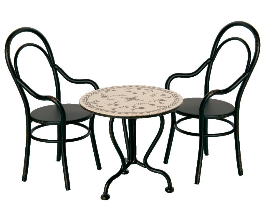 Maileg Stol i Svart Metall med Armstöd - Miniature Chair Vintage