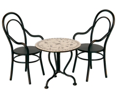 Maileg Stol i Svart Metall med Armstöd - Miniature Chair Vintage