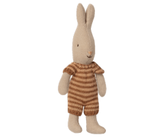 Maileg Kaninbebis Micro Rabbit Med Randig Sparkdräkt Brun