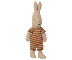 Maileg Kaninbebis Micro Rabbit Med Randig Sparkdräkt Brun