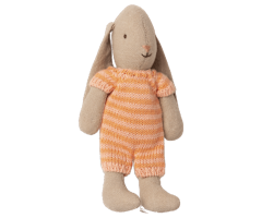 Maileg Kaninbebis Micro Bunny Med Randig Sparkdräkt Orange