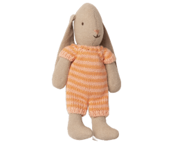 Maileg Kaninbebis Micro Bunny Med Randig Sparkdräkt Orange