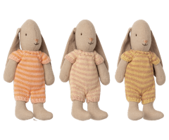Maileg Kaninbebis Micro Bunny Med Randig Sparkdräkt Orange
