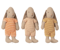 Maileg Kaninbebis Micro Bunny Med Randig Sparkdräkt Rosa