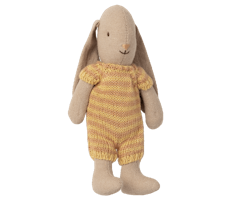 Maileg Kaninbebis Micro Bunny Med Randig Sparkdräkt Gul