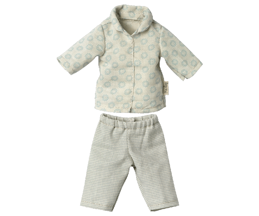 Maileg Kläder till Kanin Storlek 1 - Blå Mönstrad Pyjamas