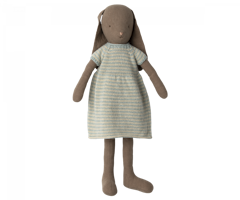 Maileg Kanin Strl 4 - Bunny med Blå Randig Stickad Klänning