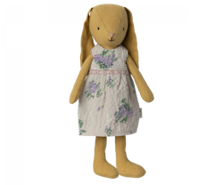 Maileg Gul Kanin Strl 1 - Bunny med Lila Blommig Klänning