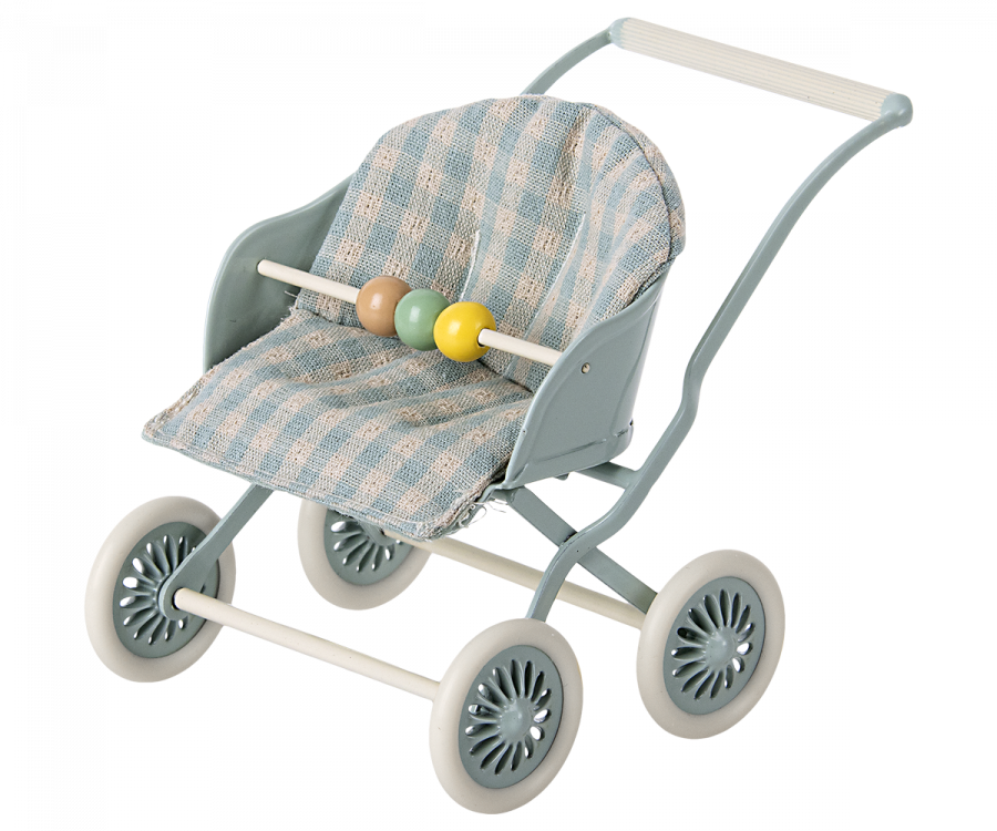 Maileg Stroller Sittvagn Baby Mus Mint Grön Blå