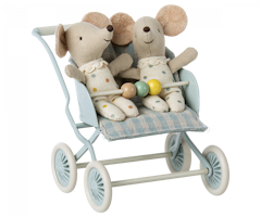 Maileg Stroller Sittvagn Baby Mus Mint Grön Blå