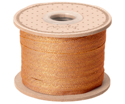 Maileg Bomullsband 25 m -Ocher/Gold Orange Glittrigt Band på Pappers Rulle