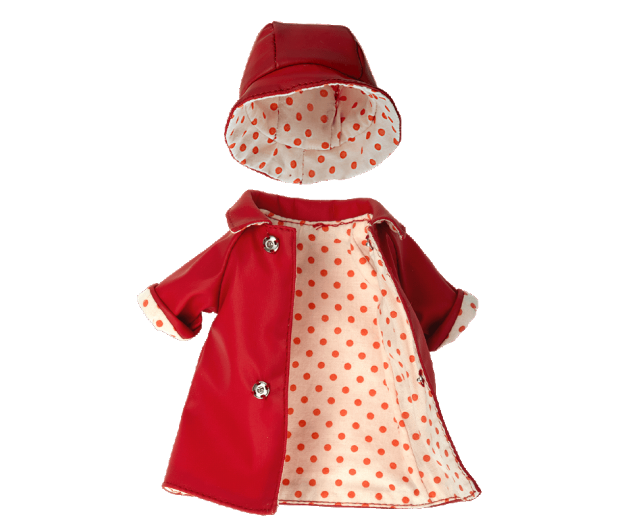 Maileg Regnkläder till Mamma Teddy - Röd med Hatt