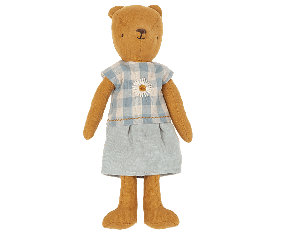 Maileg Klänning till Mamma Teddy - Rutig Blå