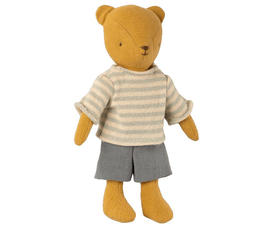 Maileg Kläder till Teddy Junior - Randig Vit Tröja och Blå Byxor